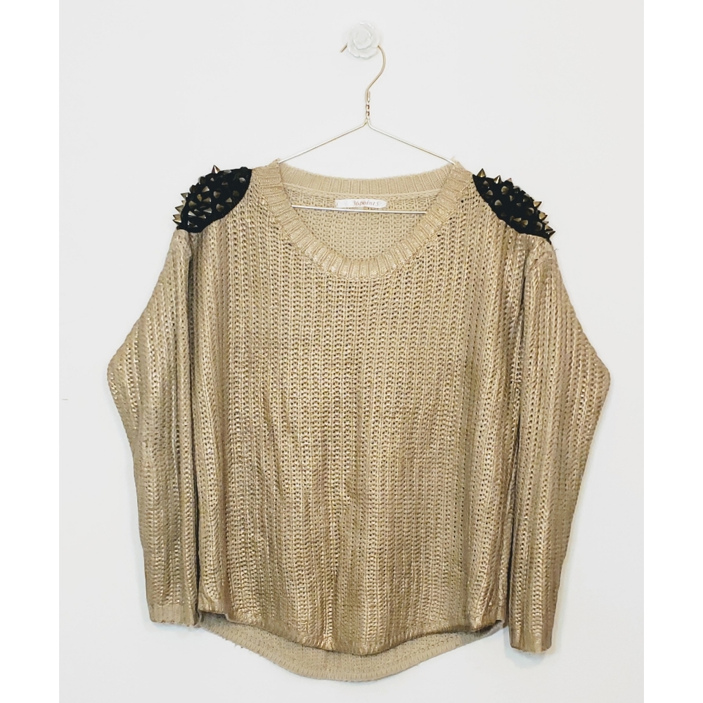 Spiky shoulder gold foil sweater